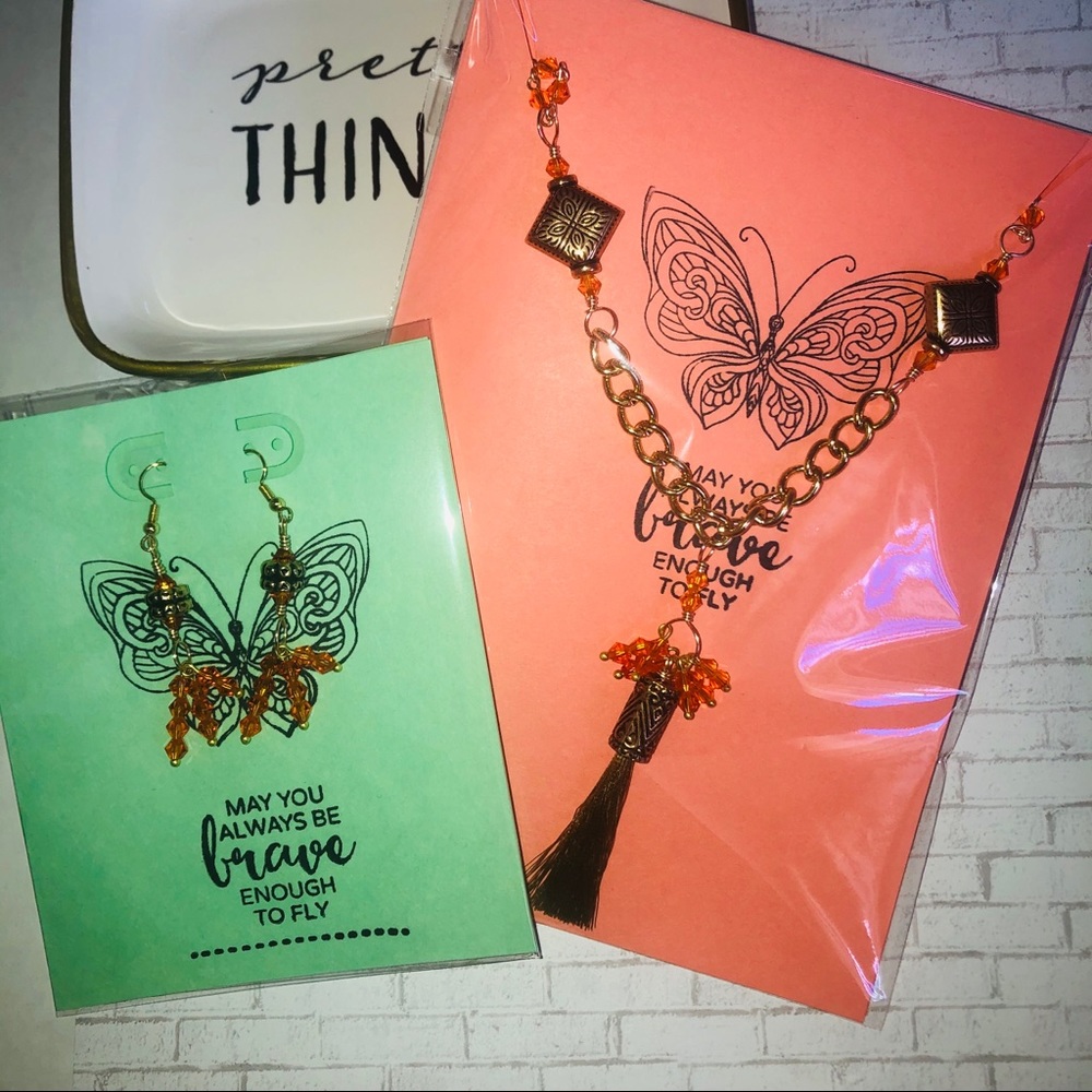 Tassel necklace and earrings set